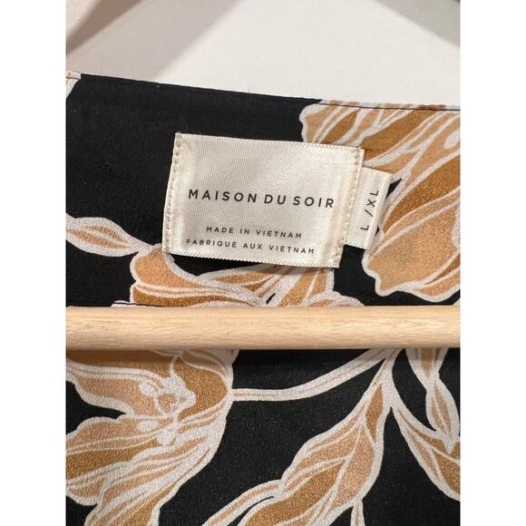 Anthropologie Maison Du Soir Romantic Boho Kimono Robe Floral Black L/XL Spring - Picture 4 of 8